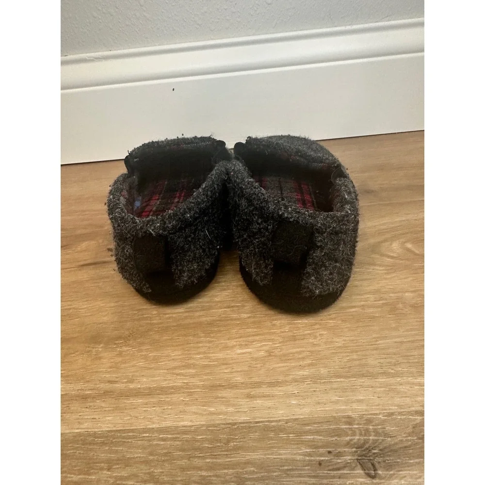 Slipper‎ Loafers Kids Size M 2/3 Charcoal Grey Plaid Lined Cabin Core